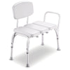 Three piece transfer bench with padded seat with backrest and grab rail