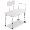 Bath transfer adjustable bench in white plastic moulded texture with aluminium frame