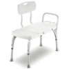 Plastic transfer bench with soap holder and curved backrest