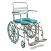 Self propelled mobile shower commode with sliding footrest and 660mm seat width