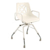 Swivel shower chair with seat lock and arms