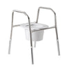 Stainless steel over toilet aid with ergonomic angled arms and removable seat and splashguard