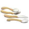 Caring cutlery with serrated knife blade spoon