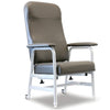 deluxe pressure care chair with wide padded armrests in coffee ninyl