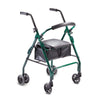 Walker with height adjustable handles and folds for easy storage with a padded seat in Teal